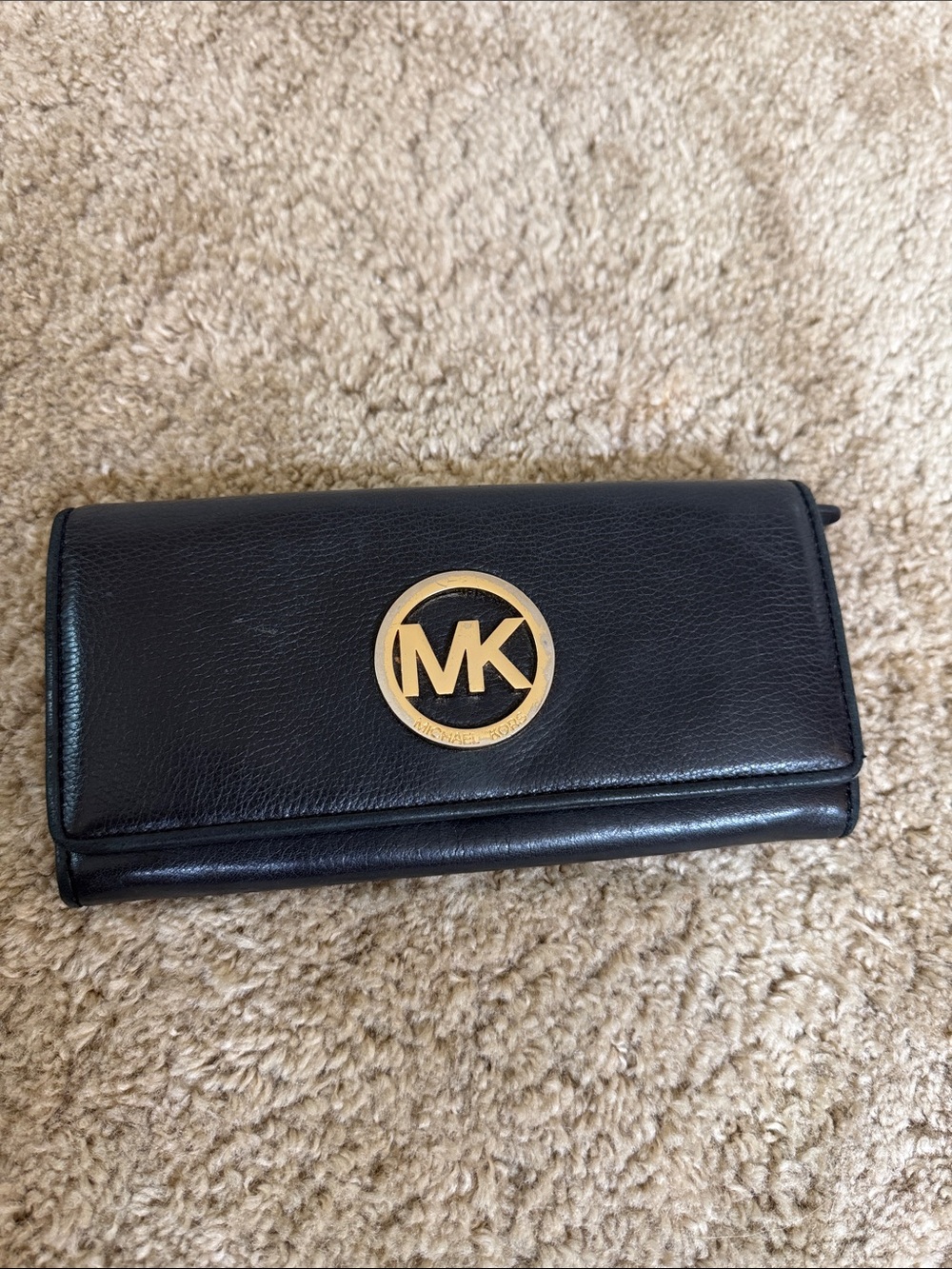Michael Kors Black Leather MK Logo Flap Key & Card Holder